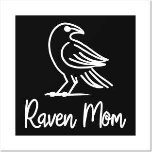 Raven Mom white line art Posters and Art